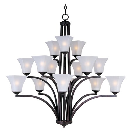 Maxim Fifteen Light Oil Rubbed Bronze Frosted Glass Up Chandelier 20097FTOI